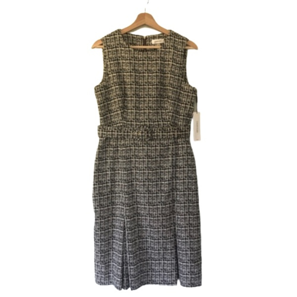 Elegant Black and White Tweed Dress